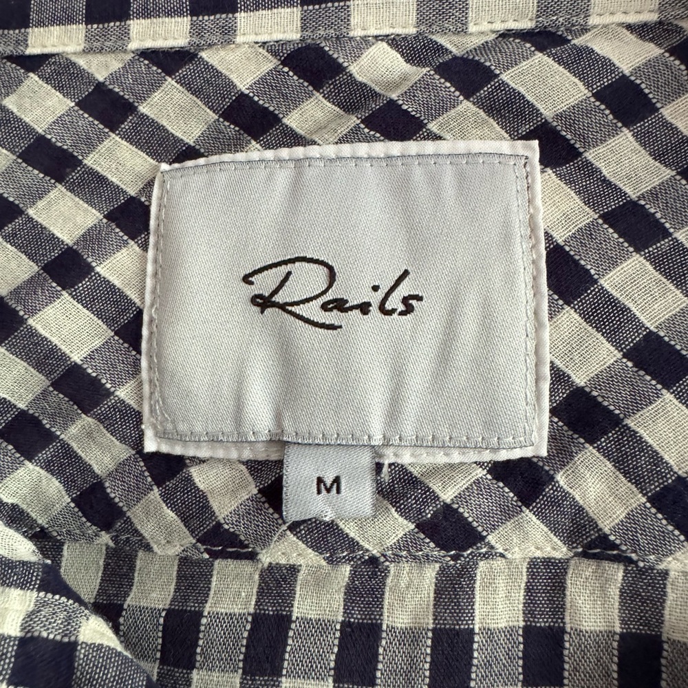 Rails Lightweight Navy Gingham Button Down - image 4